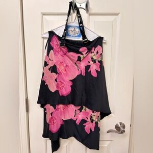 bebe Black and Pink Floral Dress